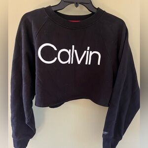 Like NEW Calvin Klein Performance Black Cropped Crewneck Sweatshirt. Size M.
